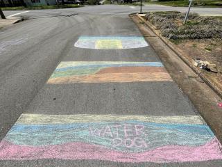 Colorful artistic sidewalk.