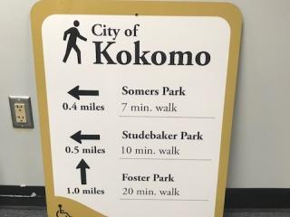 Kokomo walking route signage.