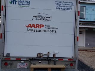 Sponsor logos on truck.