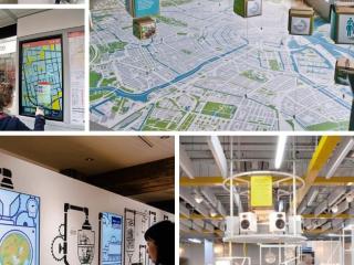 Collage of community interacting with "Smart City Pop-up Living Lab".