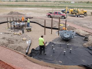 Playground and walkway under construction.