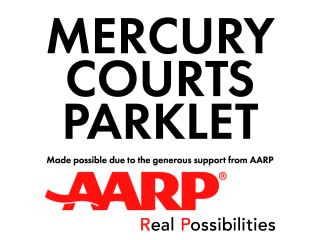 Mercury Courts parklet sign.