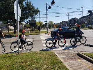 Group using bike lane.