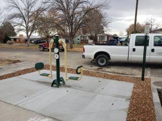Installed outdoor fitness station.