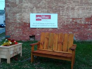 New bench and sign.