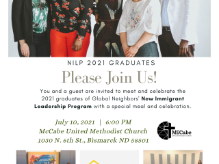 Flyer for New Immigrant Leadership Program event.