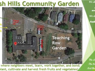 Overhead photo of community garden site and planned improvements.