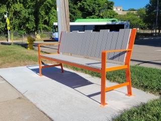 New bench along street.