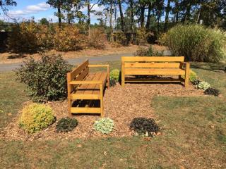 Two new benches and landscaping