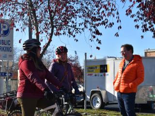 Bicycling group by Livability Trailer.