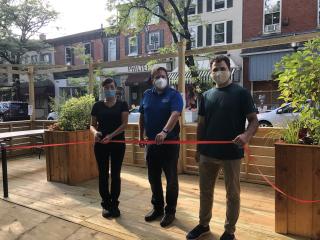 Ribbon cutting for parklet.