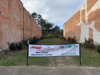 Future home of Main Street Community Theater and banner.