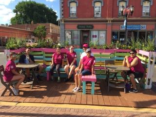Group sitting in parklet