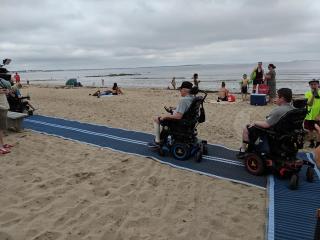 Accessible mats to access beach.