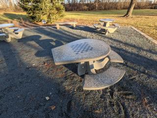 Wheelchair friendly outdoor game table.