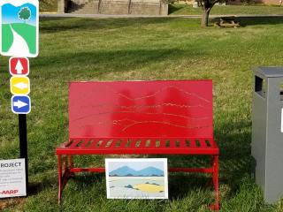 New artistic bench with drawing of artistic inspiration.
