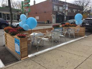 Parklet with seating.