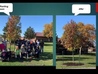 Volunteers who helped plant trees at school.