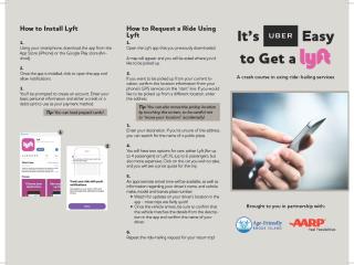 Ride sharing app flyer (Page 1).