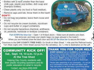 Flyer for new plastic recycling trailer.