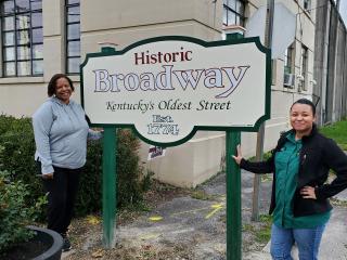 New sign for Historic Broadway, Kentucky's oldest street.