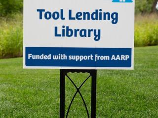 Sign for Tool Lending Library.