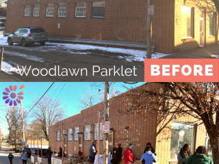 Before and After of Woodlawn Parklet