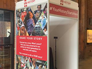 Side view of the Share Your Story Listening Booth