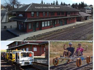 Collage of Potlatch Idaho WI&M Depot and planned railroad activities.