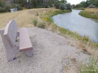 New bench along river.