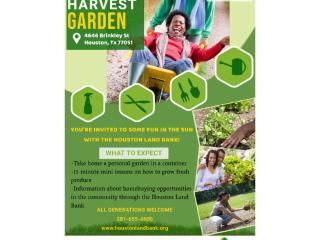 Flyer for community garden celebration.