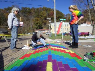 Painting artistic crosswalk.