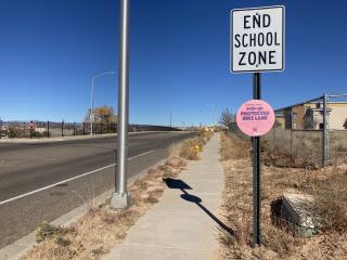 Sign for  pop-up bike lane.