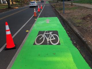 Completed painted bike lane.