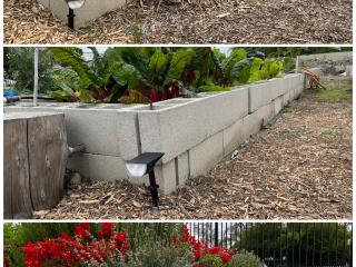 Photo collage of lights for garden beds.