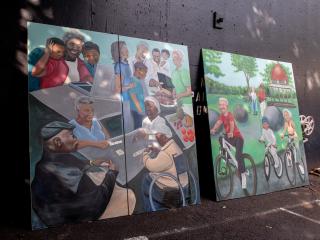 Two mural panels to be mounted on side of Marie Smith Adult Day Center
