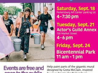 Flyer for community paint day of mural.