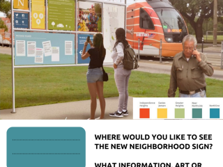 Flyer to collect feedback on neighborhood sign information.