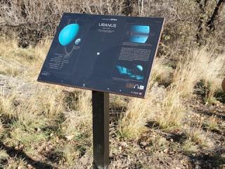 Solar system trail sign.