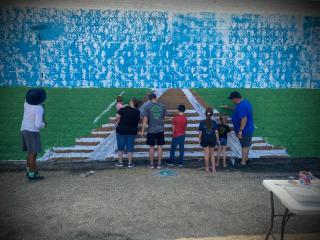 Family painting mural.