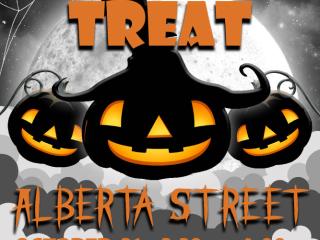 Flyer for "Trick or Treat Alberta Street".