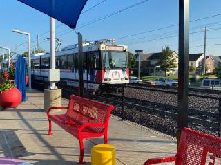 New benches and shade sail at transit station