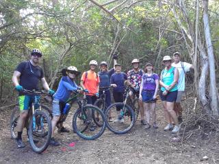 Bikers and hikers on new section of trail.