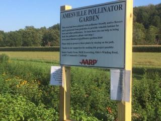 Amesville Pollinator Garden sign.