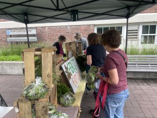 Customers at farm stand.