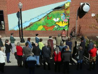 Opening event of butterfly mural.