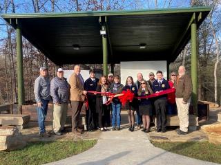 Ribbon cutting for outdoor classroom.