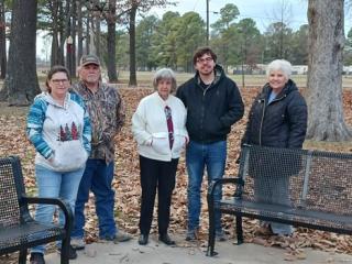 .Two benches installed at park