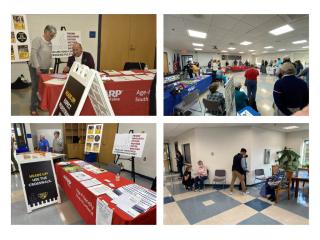 Collage of Age-Friendly Resource Fair photos about the new crosswalks.
