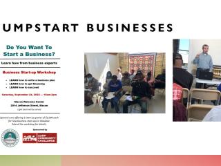 Presentation slide about Jumpstarting a Business.